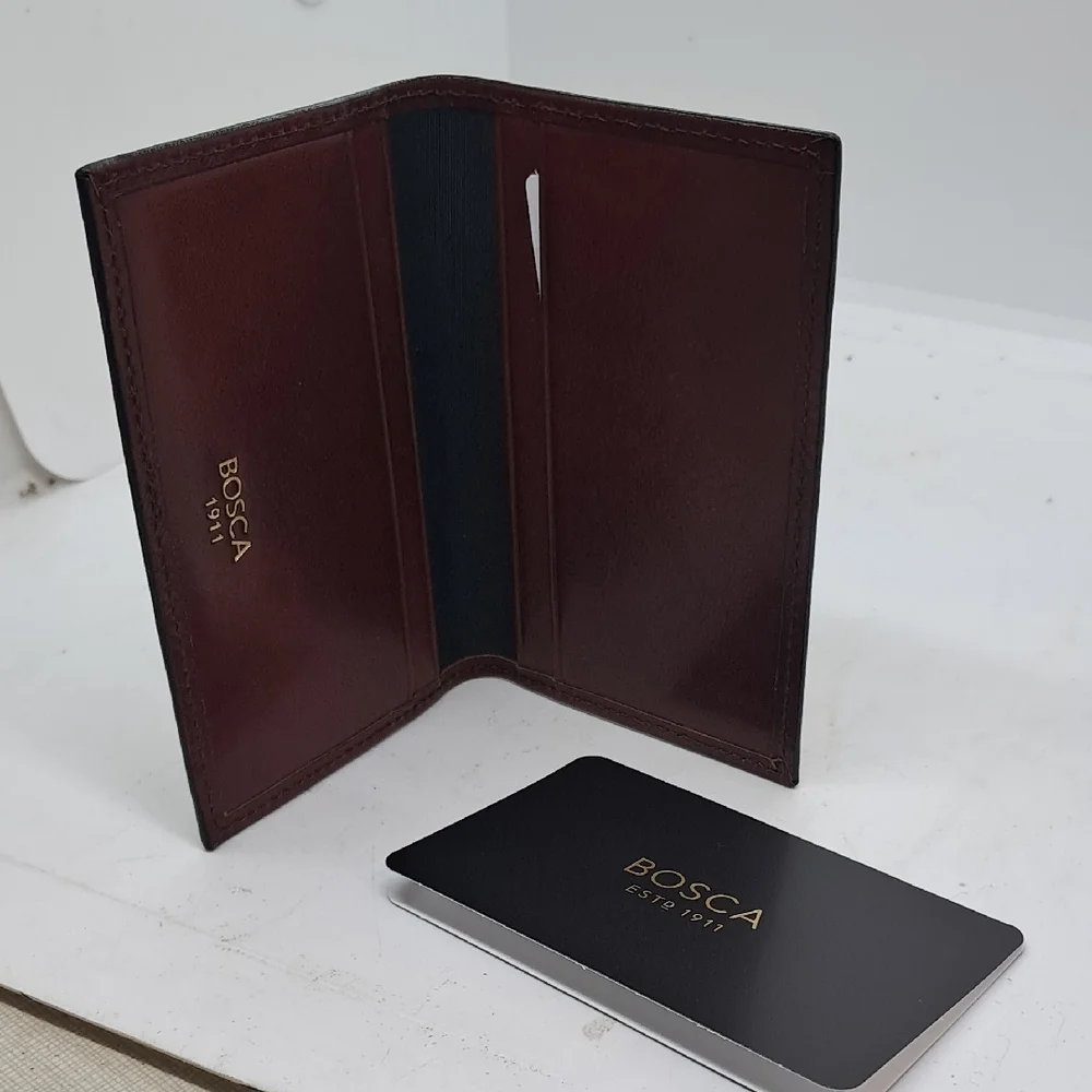 Mens Bosca Leather Card Holder - Rich Brown